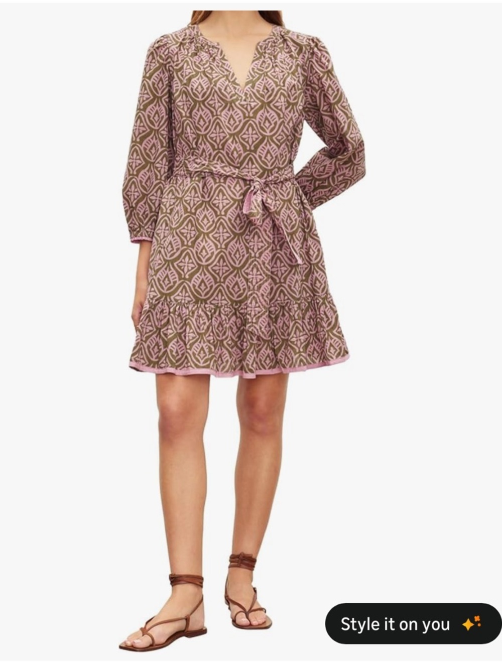 Velvet by Graham & Spencer Pink Brown Mosaic Dress size X small - Picture 1 of 14